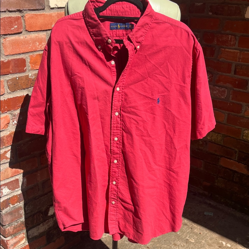 Ralph Lauren Men's Red Short Sleeve Button Down Size 2XB